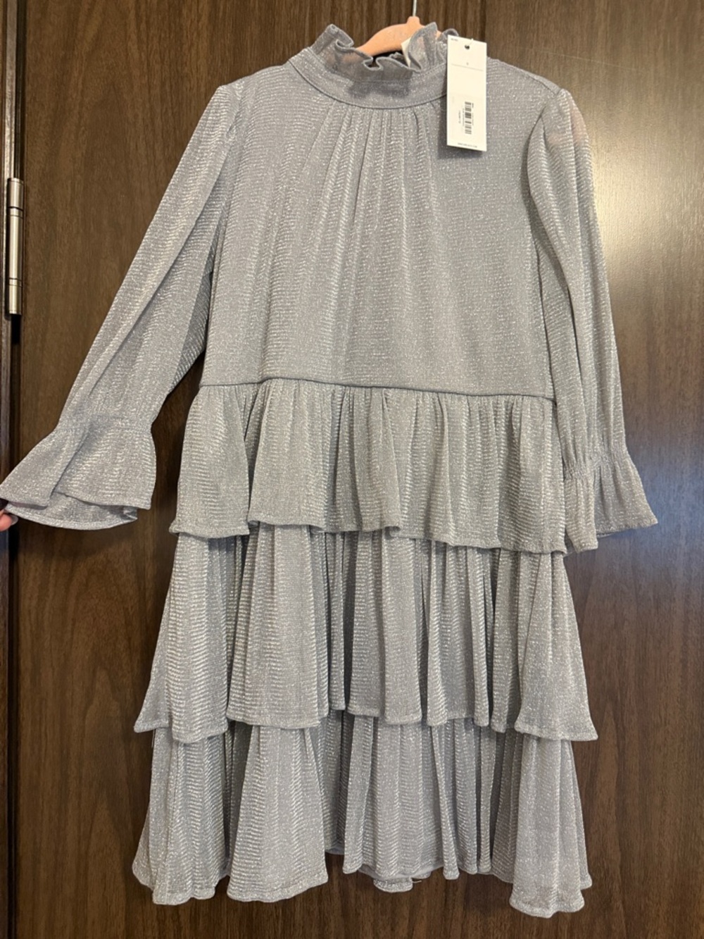 Janie and Jack Silver Metallic Ruffle Tiered Dress
